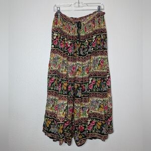 Just Class Womens Vintage 90s Floral Fruit Bohemian Lagenlook Midi Skirt M